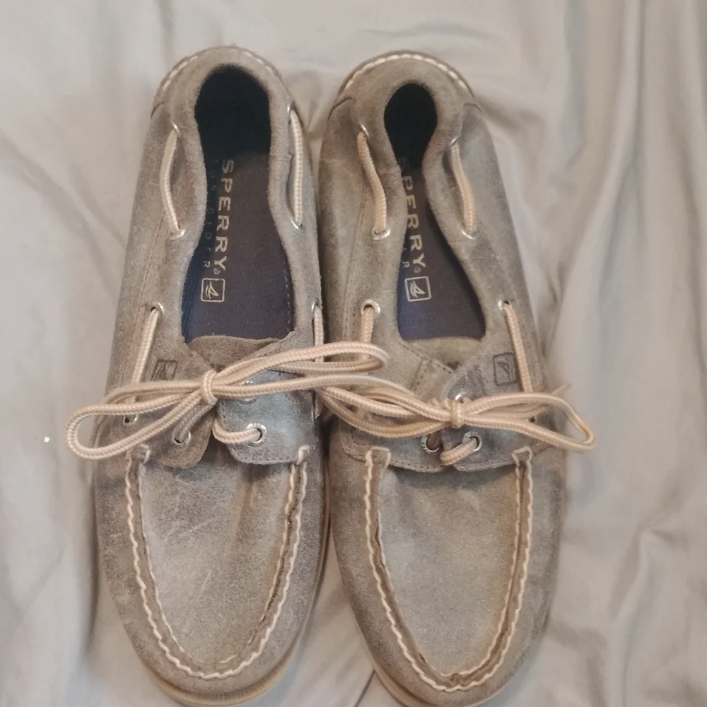Sperry Top-Sider men tan and black boat shoes size 8 medium